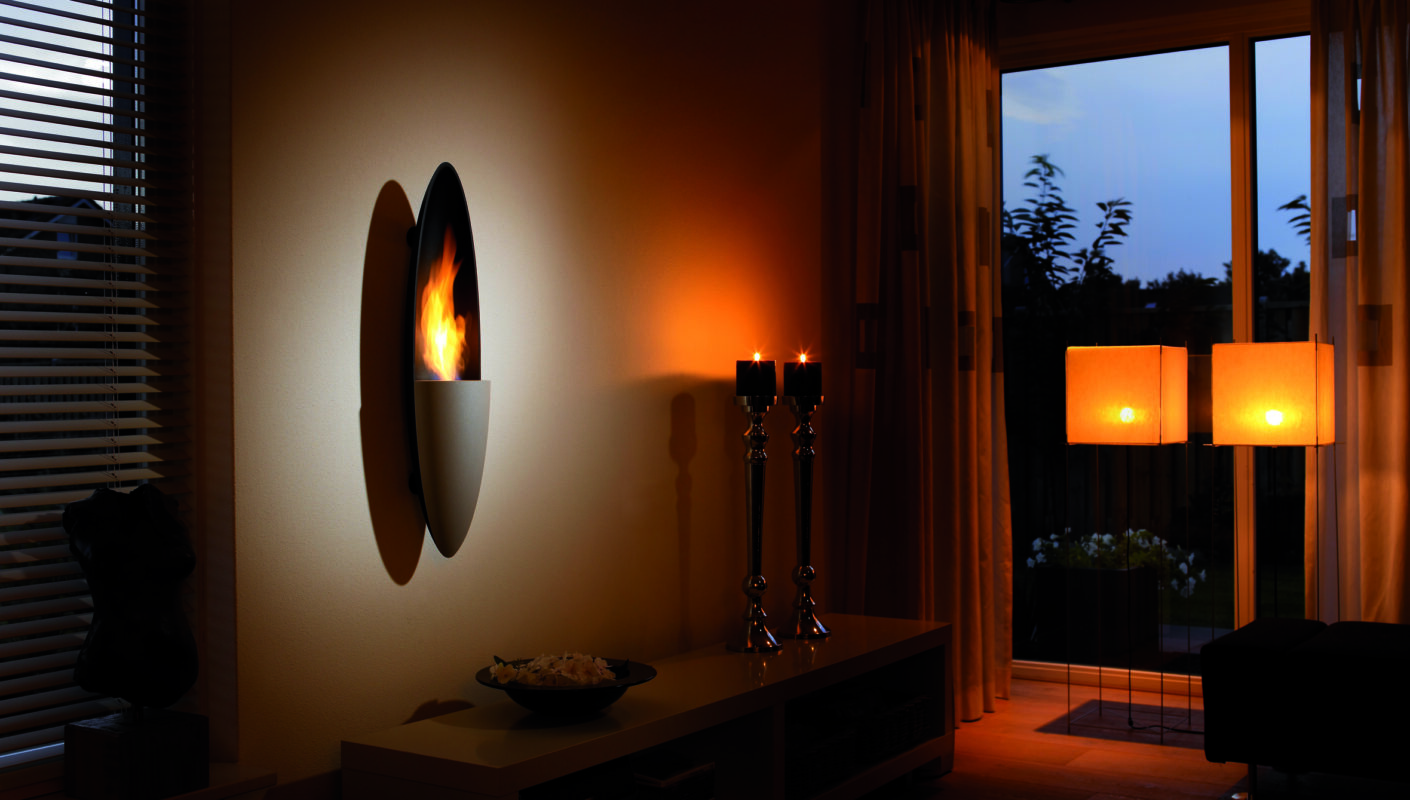 Safretti Prometheus bio ethanol haard aan de wand